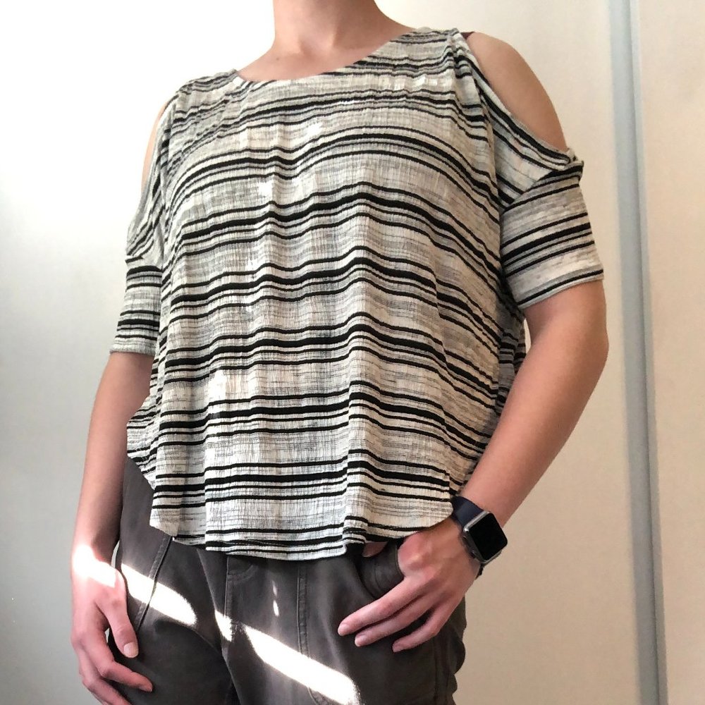 Striped Cold Shoulder Top